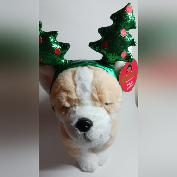 F.AO. Schwartz Sparklers wear & share Corgi w/removable tree headband plush  - Picture 5 of 6